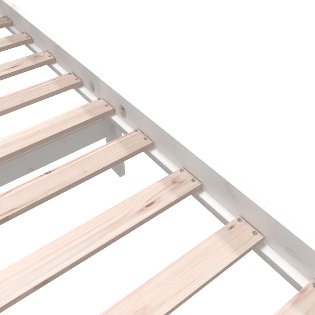 White Solid Wood Bed Frame 140x200 cm by vidaXL - No Mattress Included
