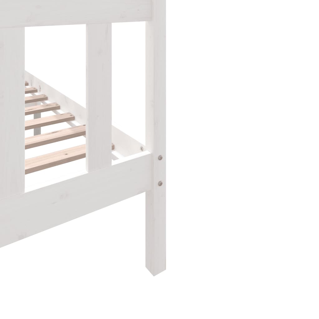 White Solid Wood Bed Frame 140x200 cm by vidaXL - No Mattress Included