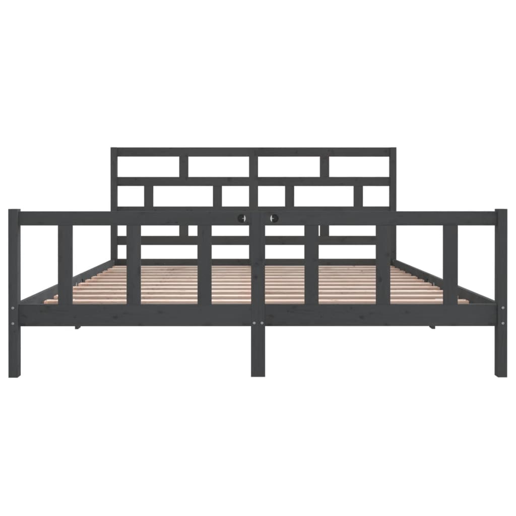 vidaXL Grey Solid Wood Bed Frame 200x200 cm - No Mattress Included