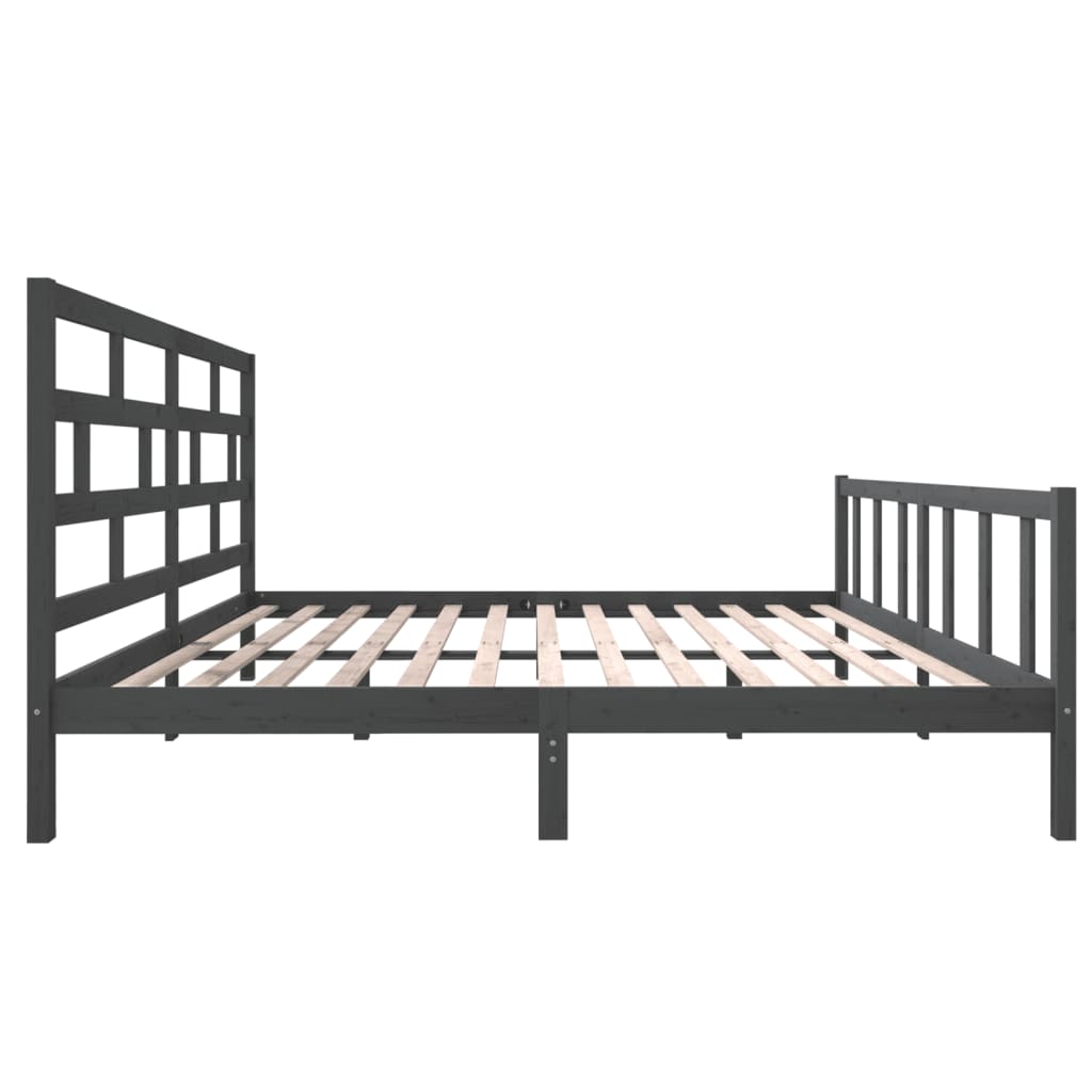 vidaXL Grey Solid Wood Bed Frame 200x200 cm - No Mattress Included