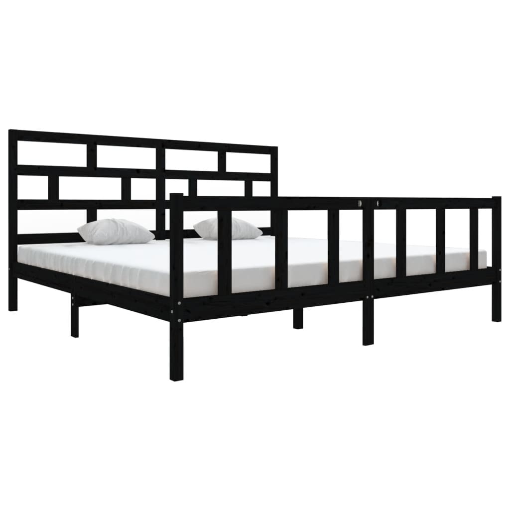 vidaXL Black Solid Wood Bed Frame 200x200 cm - No Mattress Included