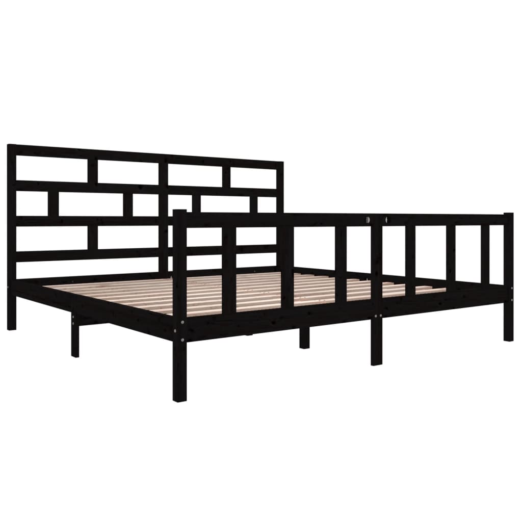 vidaXL Black Solid Wood Bed Frame 200x200 cm - No Mattress Included