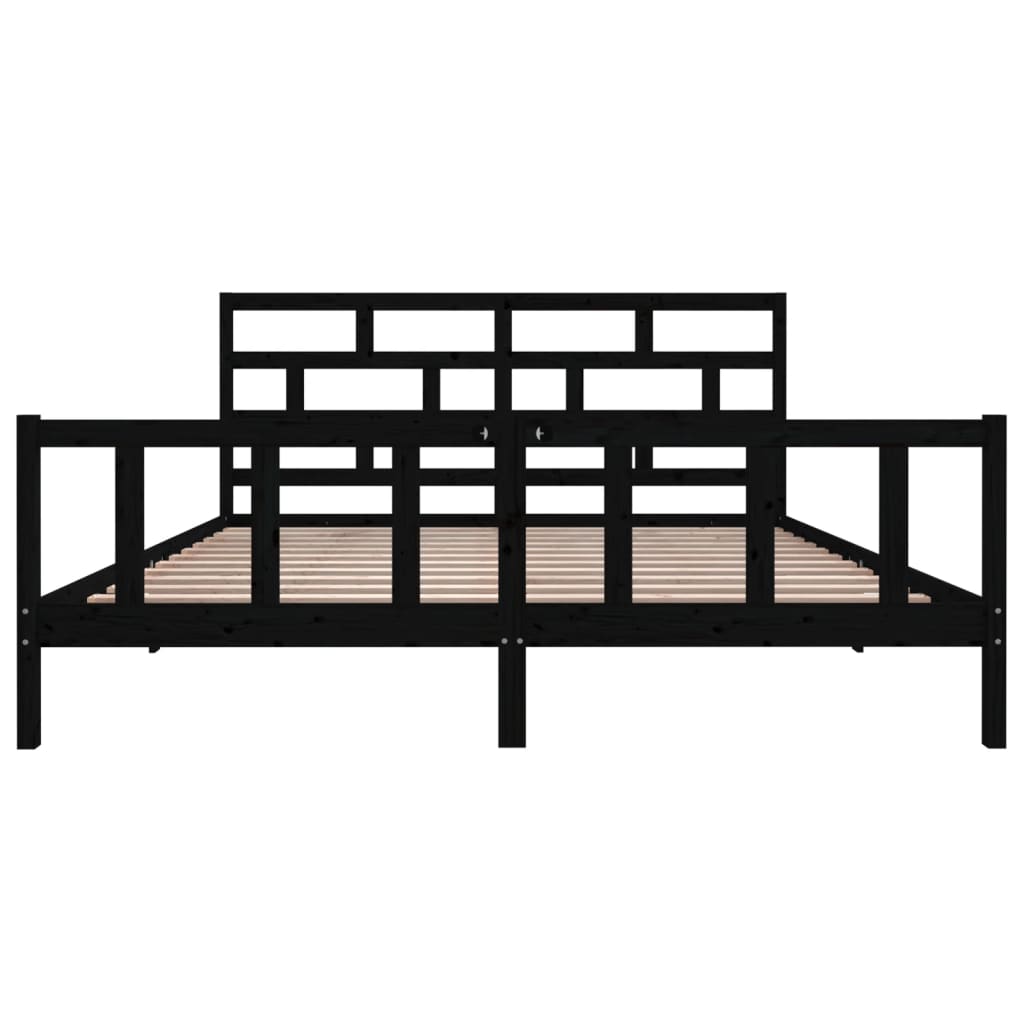 vidaXL Black Solid Wood Bed Frame 200x200 cm - No Mattress Included
