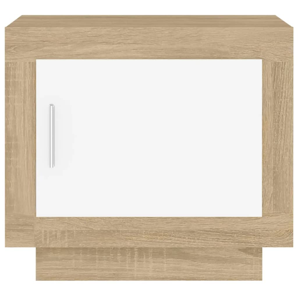 Coffee Table White and Sonoma Oak 51x50x45 cm Engineered Wood
