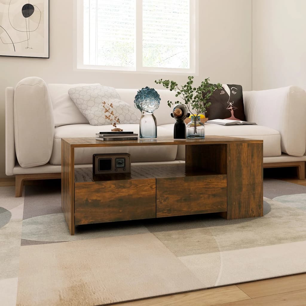 Coffee Table Smoked Oak 102x55x42 cm Engineered Wood