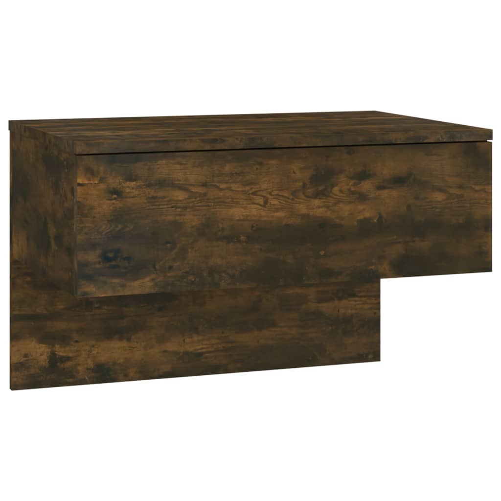 Smoked Oak Wall-Mounted Bedside Cabinet - Stylish & Space-Saving