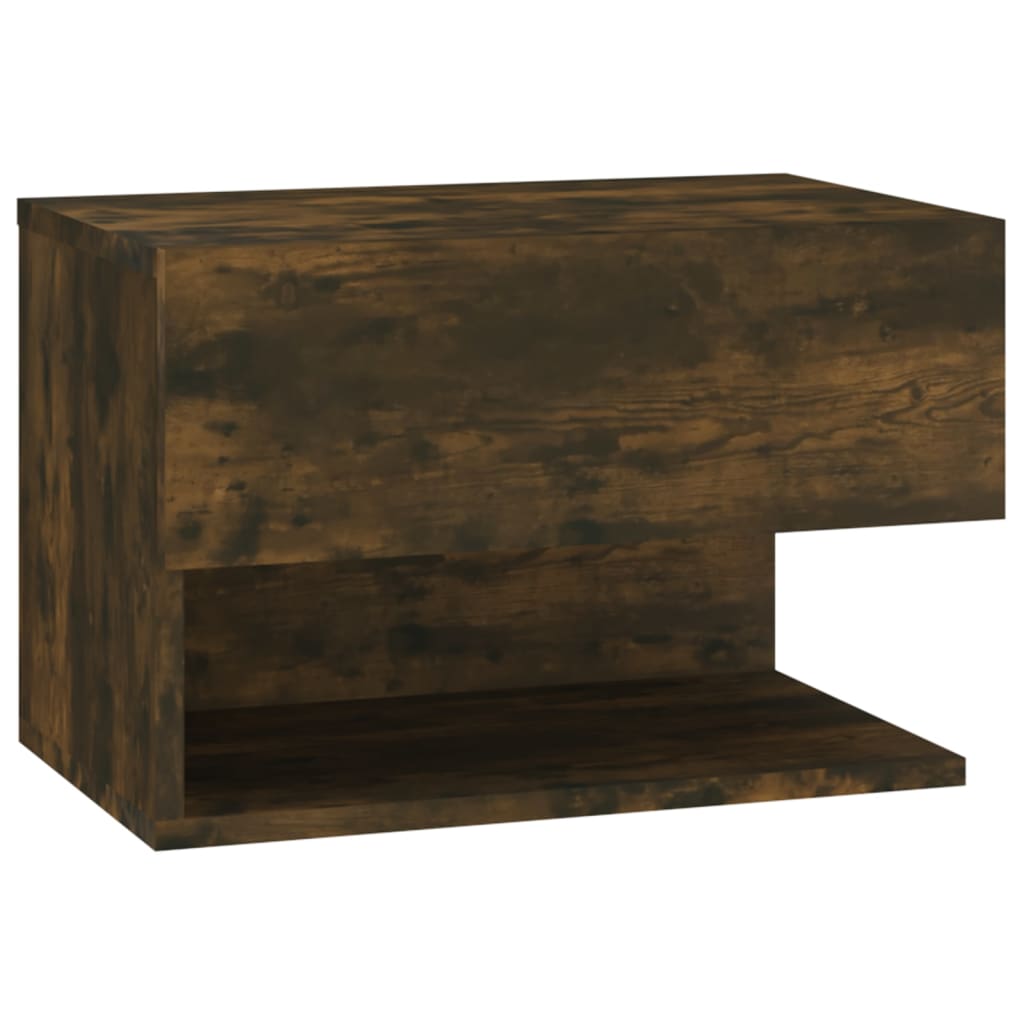 Smoked Oak Wall-Mounted Bedside Cabinet - Stylish & Space-Saving