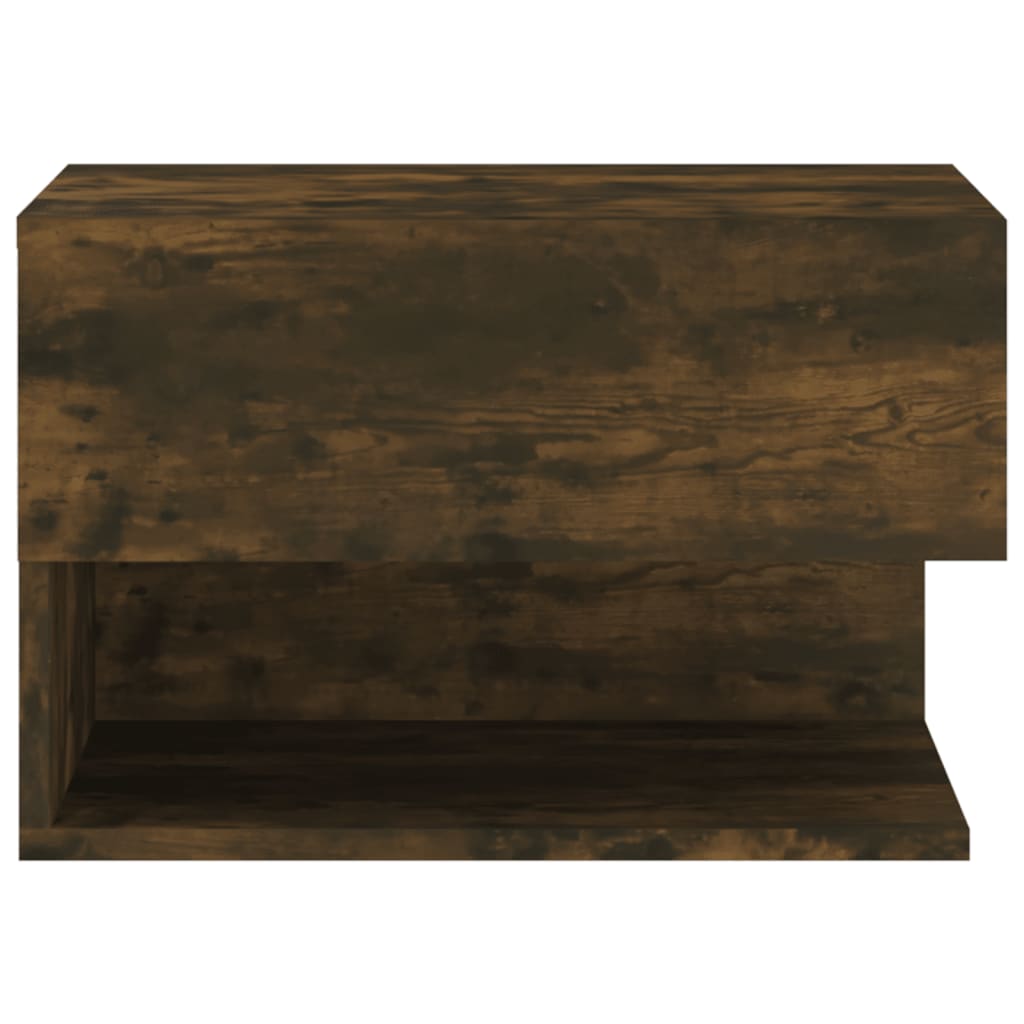 Smoked Oak Wall-Mounted Bedside Cabinet - Stylish & Space-Saving