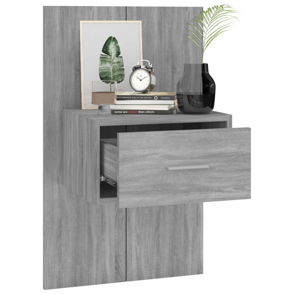 Grey Sonoma Wall-Mounted Bedside Cabinet - Stylish & Space-Saving