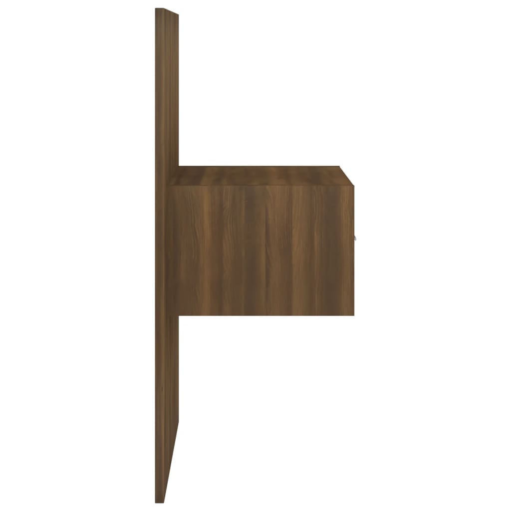 Brown Oak Wall-Mounted Bedside Cabinet - Space-Saving Elegance
