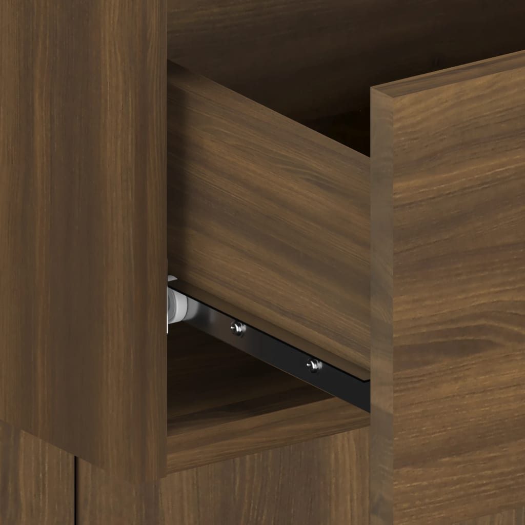 Brown Oak Wall-Mounted Bedside Cabinet - Space-Saving Elegance