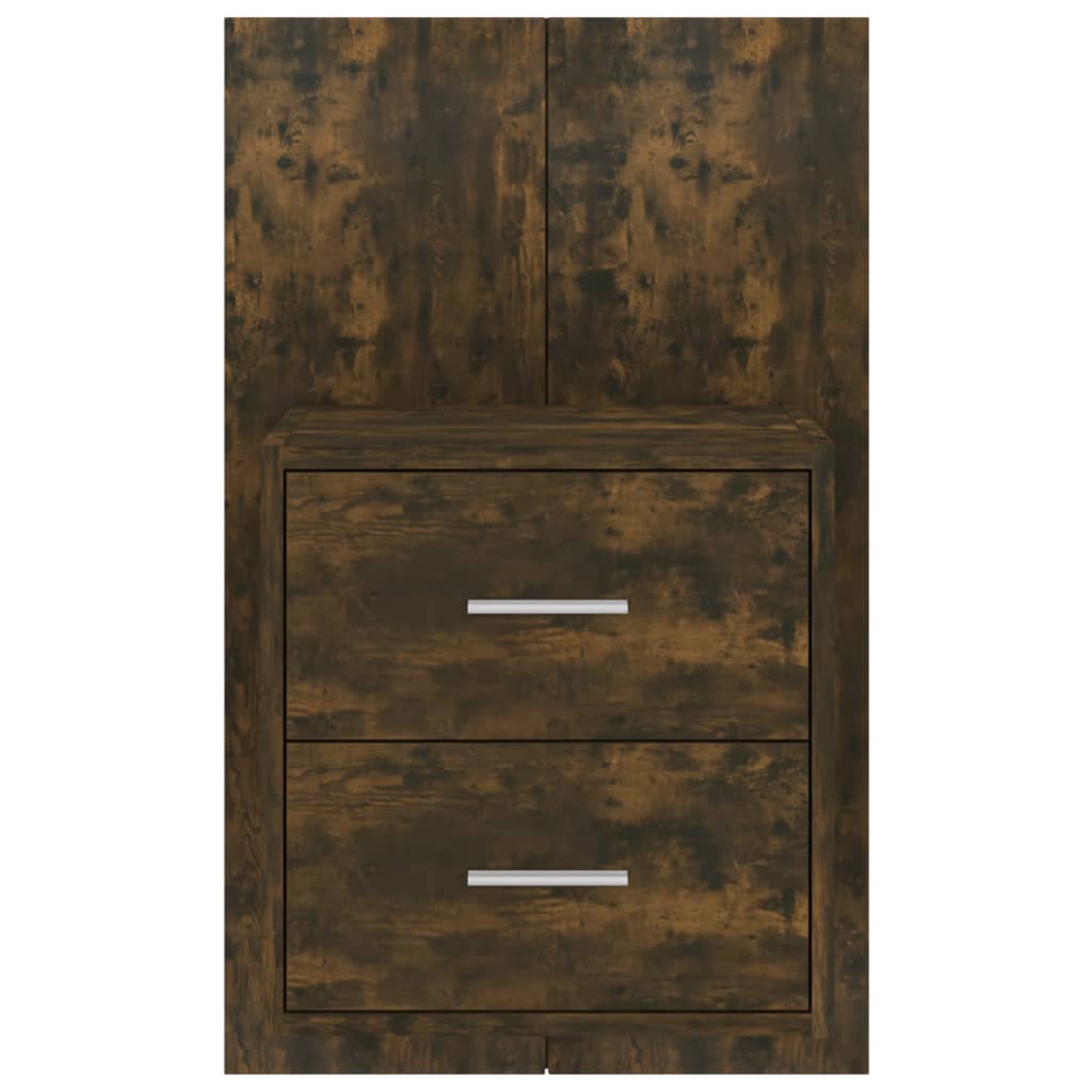 Smoked Oak Wall-Mounted Bedside Cabinet - Sleek & Stylish Storage