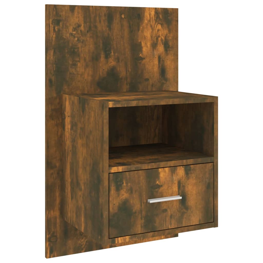 Smoked Oak Wall-Mounted Bedside Cabinet: Stylish & Space-Saving