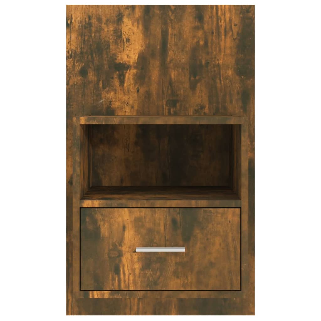 Smoked Oak Wall-Mounted Bedside Cabinet: Stylish & Space-Saving