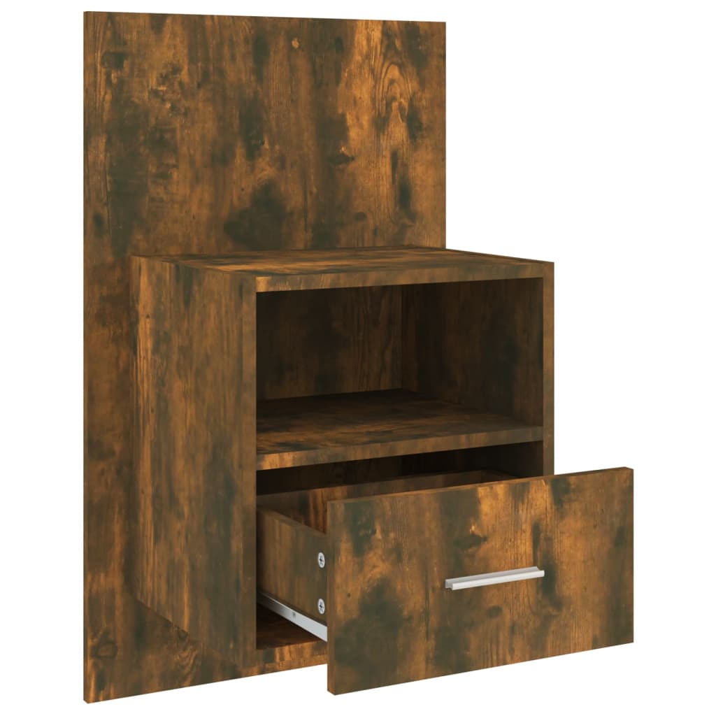 Smoked Oak Wall-Mounted Bedside Cabinet: Stylish & Space-Saving