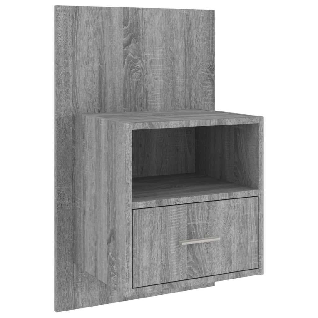 Grey Sonoma Wall-Mounted Bedside Cabinet - Stylish & Space-Saving