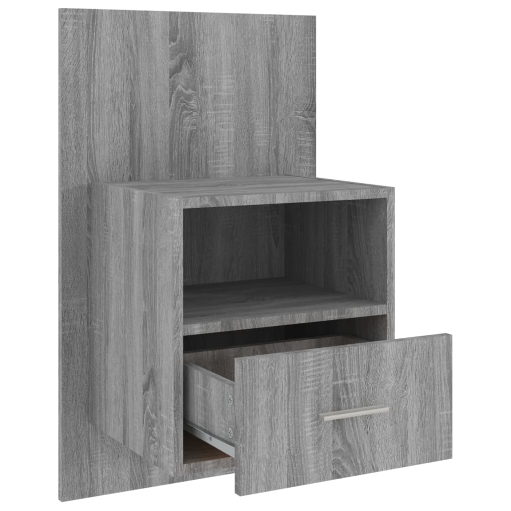 Grey Sonoma Wall-Mounted Bedside Cabinet - Stylish & Space-Saving