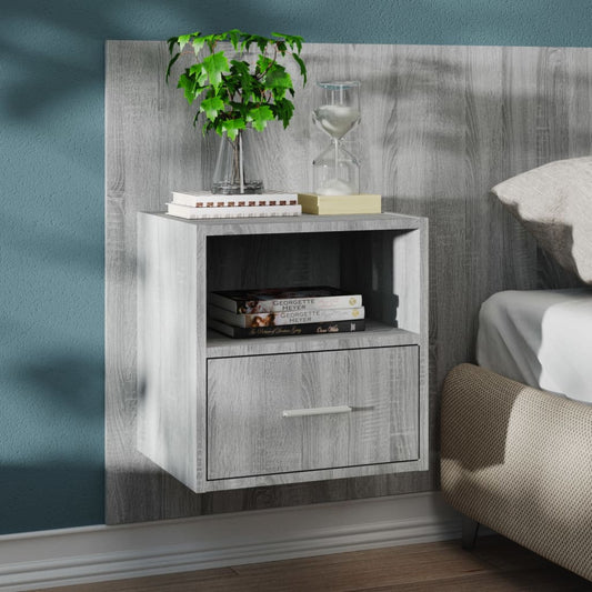 Grey Sonoma Wall-Mounted Bedside Cabinet - Stylish & Space-Saving