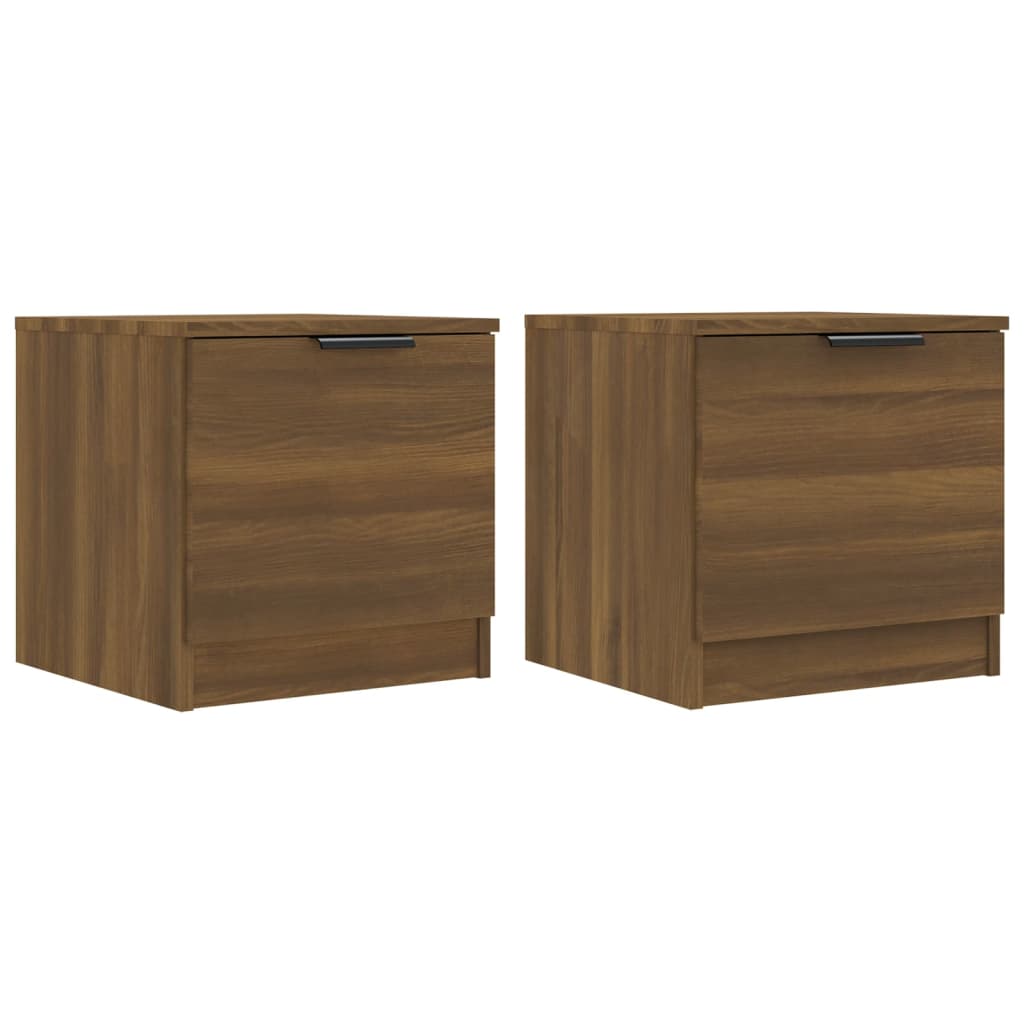 Brown Oak Bedside Cabinets Set of 2 - 40x39x40 cm