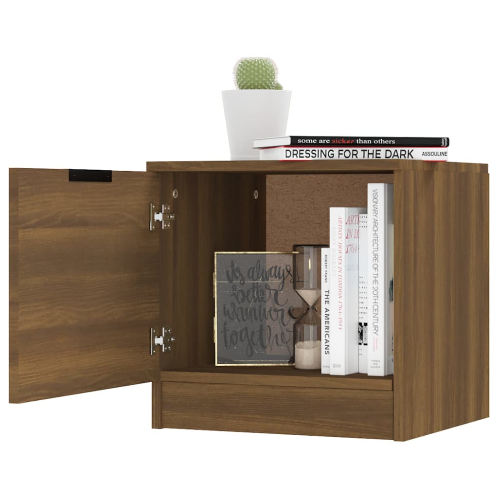 Brown Oak Bedside Cabinets Set of 2 - 40x39x40 cm