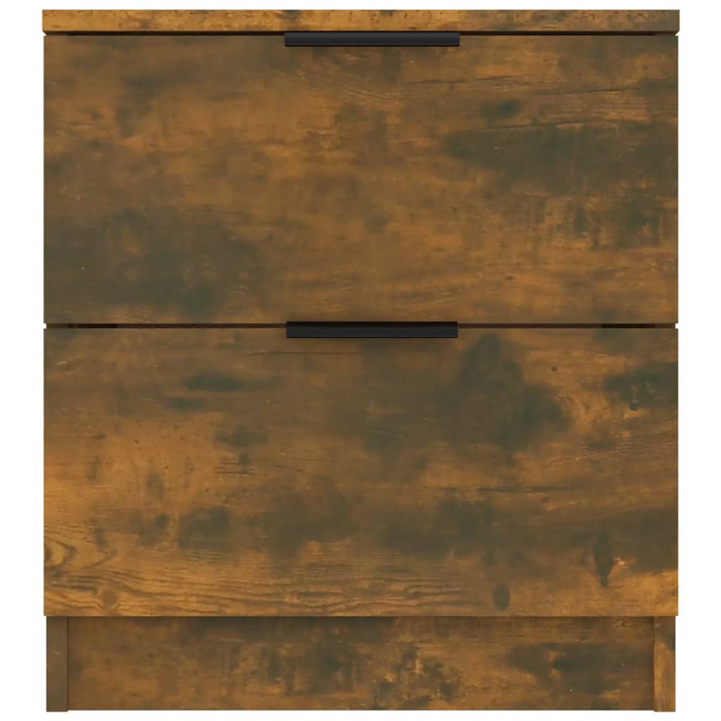 Smoked Oak Bedside Cabinets Set of 2 - Engineered Wood Elegance
