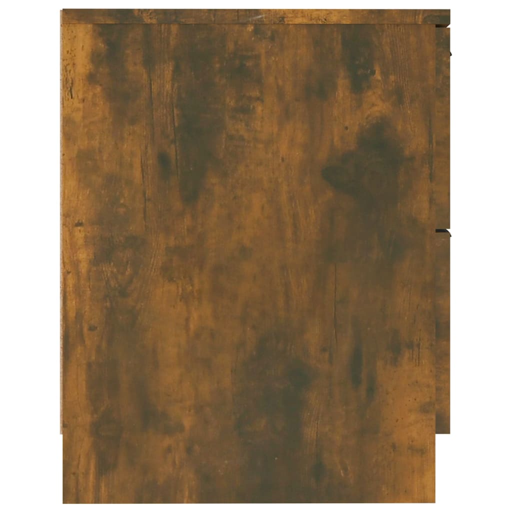 Smoked Oak Bedside Cabinets Set of 2 - Engineered Wood Elegance