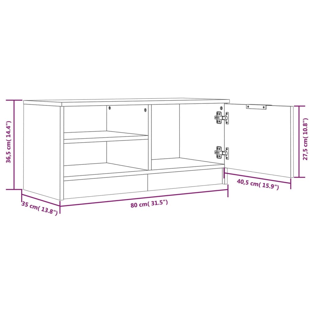 TV Cabinets 2 pcs Grey Sonoma 80x35x36.5 cm Engineered Wood