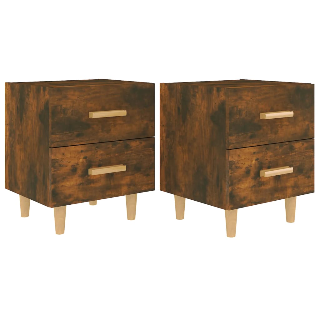 Smoked Oak Bed Cabinets Set of 2 - Stylish & Compact 40x35x47.5 cm