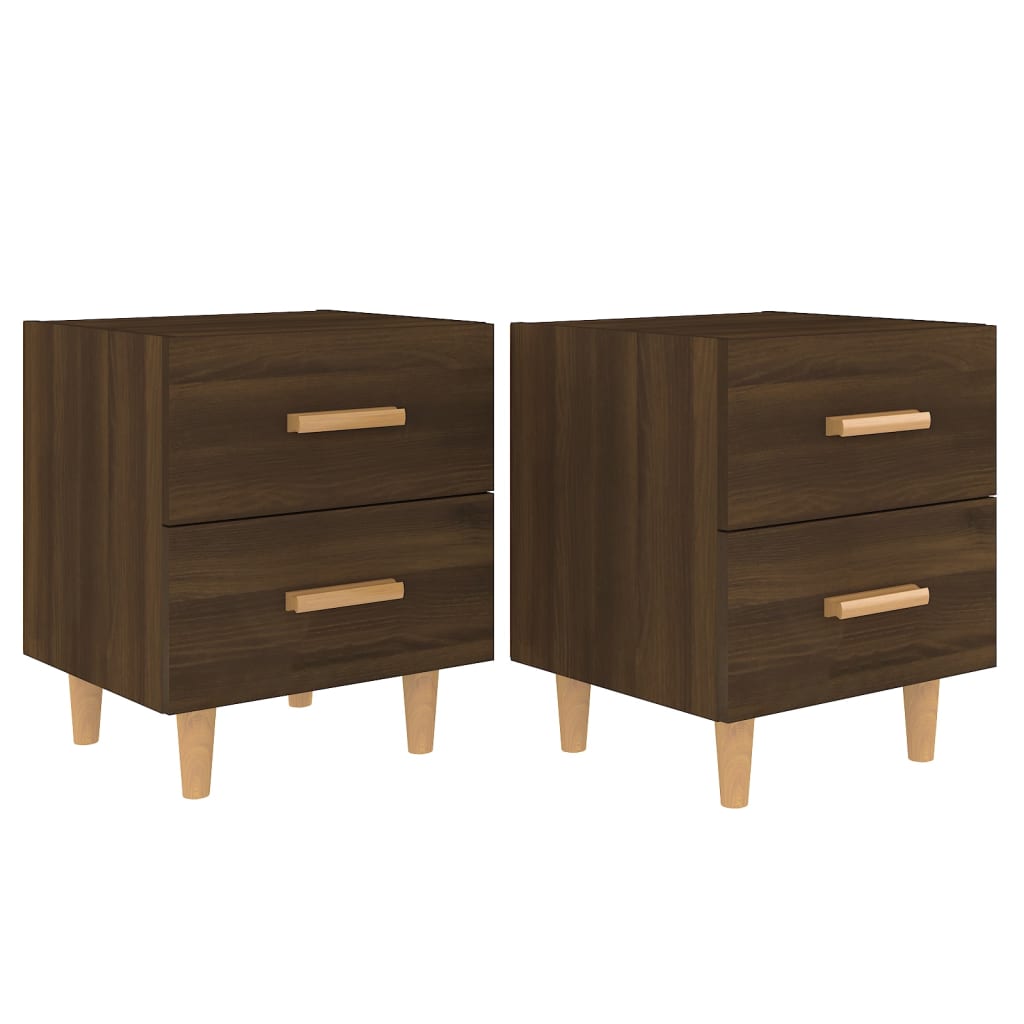 Brown Oak Bed Cabinets 2 pcs - Compact 40x35x47.5 cm Design