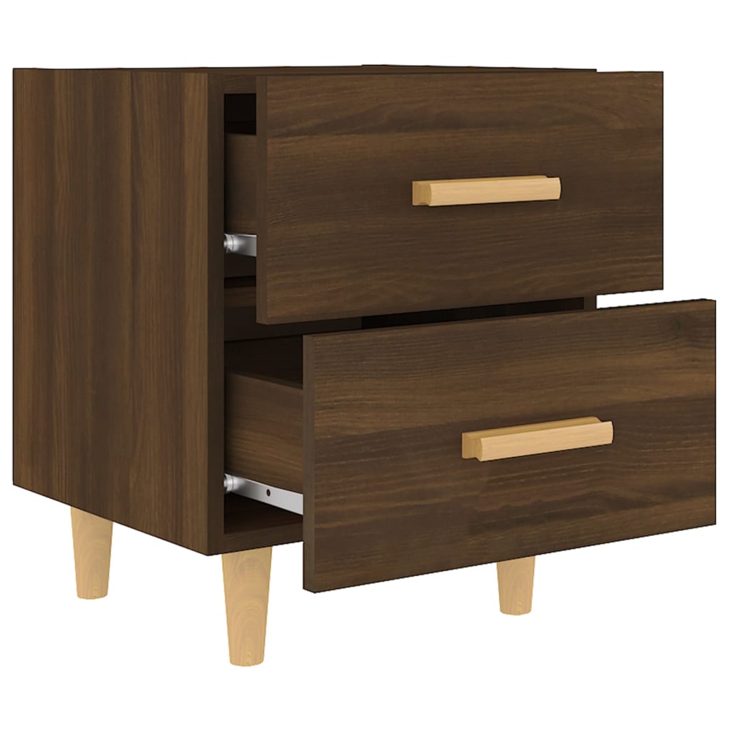 Brown Oak Bed Cabinets 2 pcs - Compact 40x35x47.5 cm Design