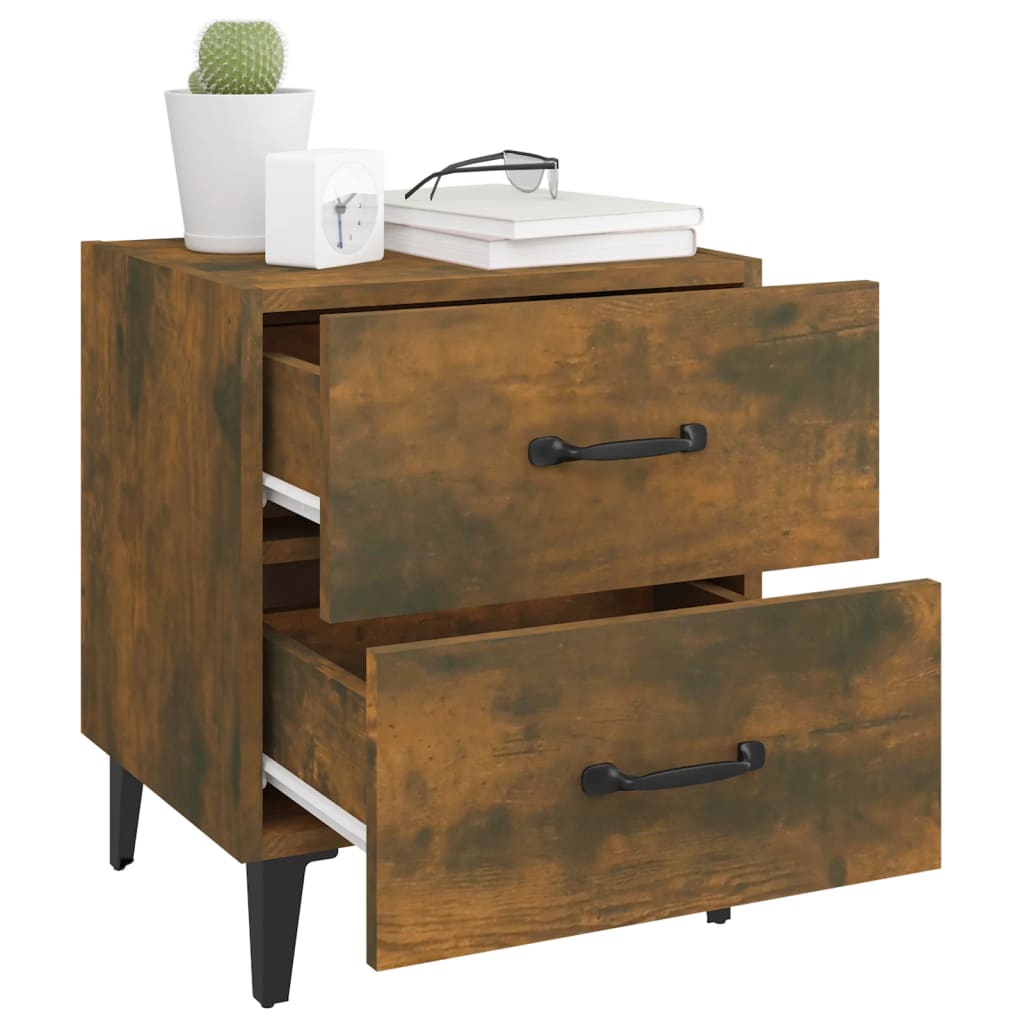 Smoked Oak Bedside Cabinets - Set of 2, 40x35x47.5 cm