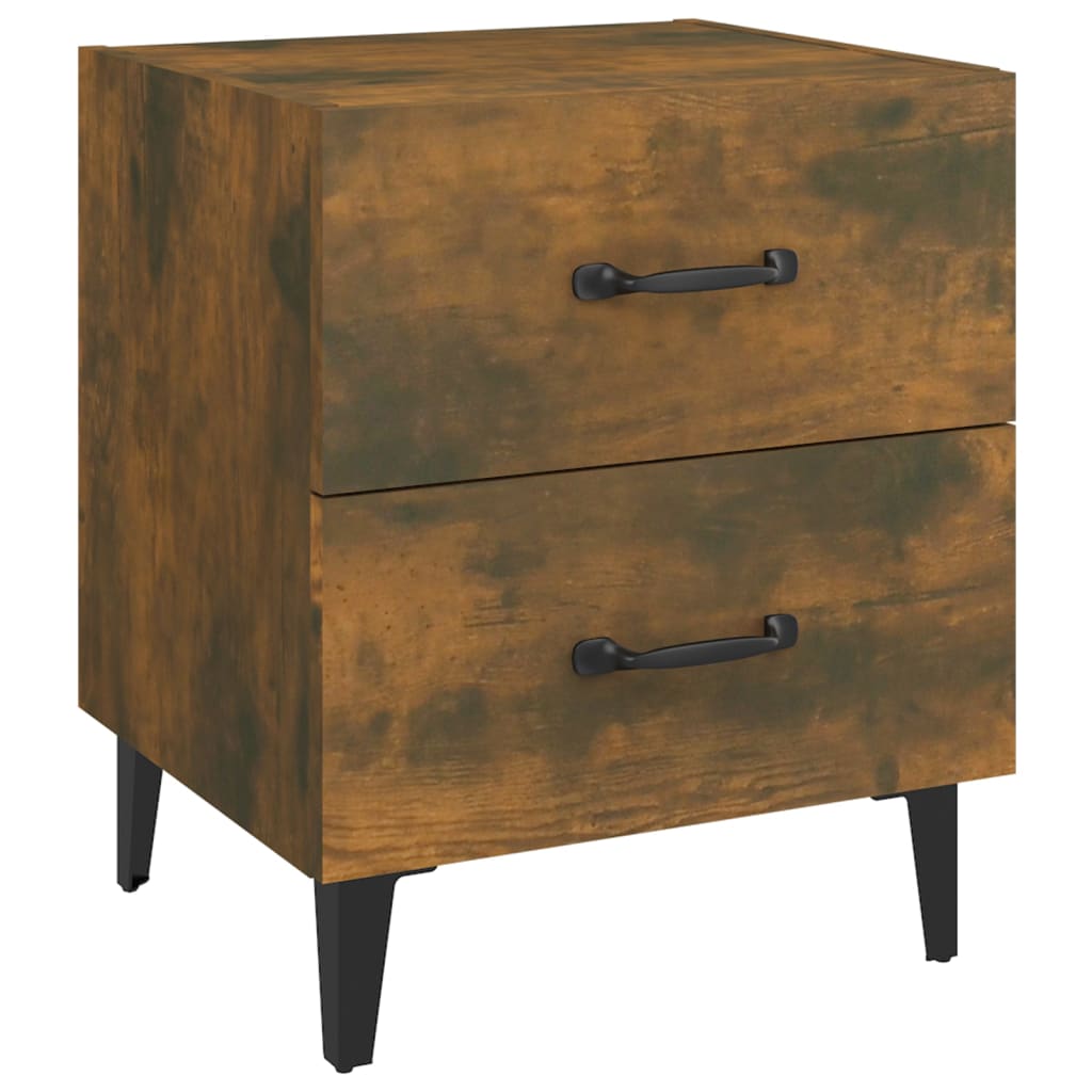 Smoked Oak Bedside Cabinets - Set of 2, 40x35x47.5 cm