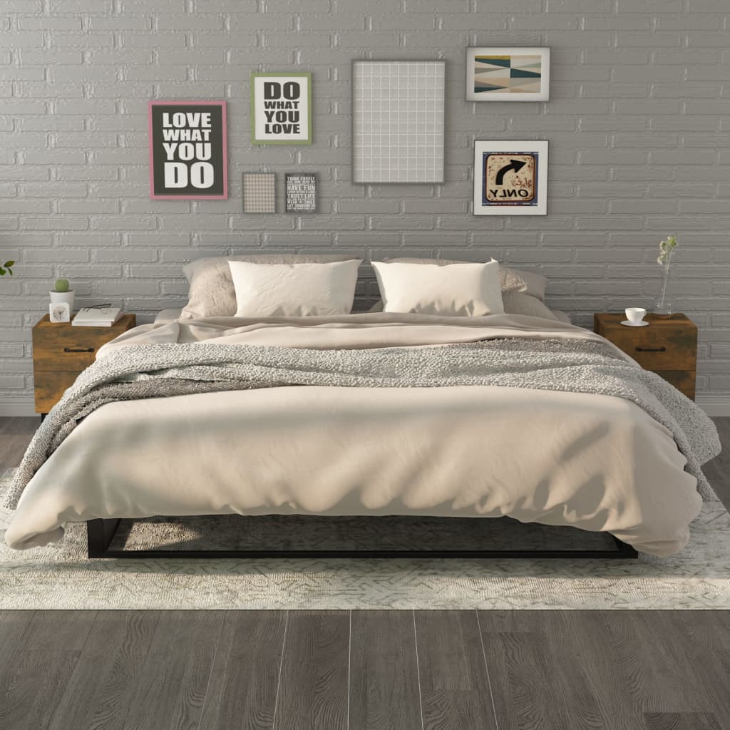 Smoked Oak Bedside Cabinets - Set of 2, 40x35x47.5 cm