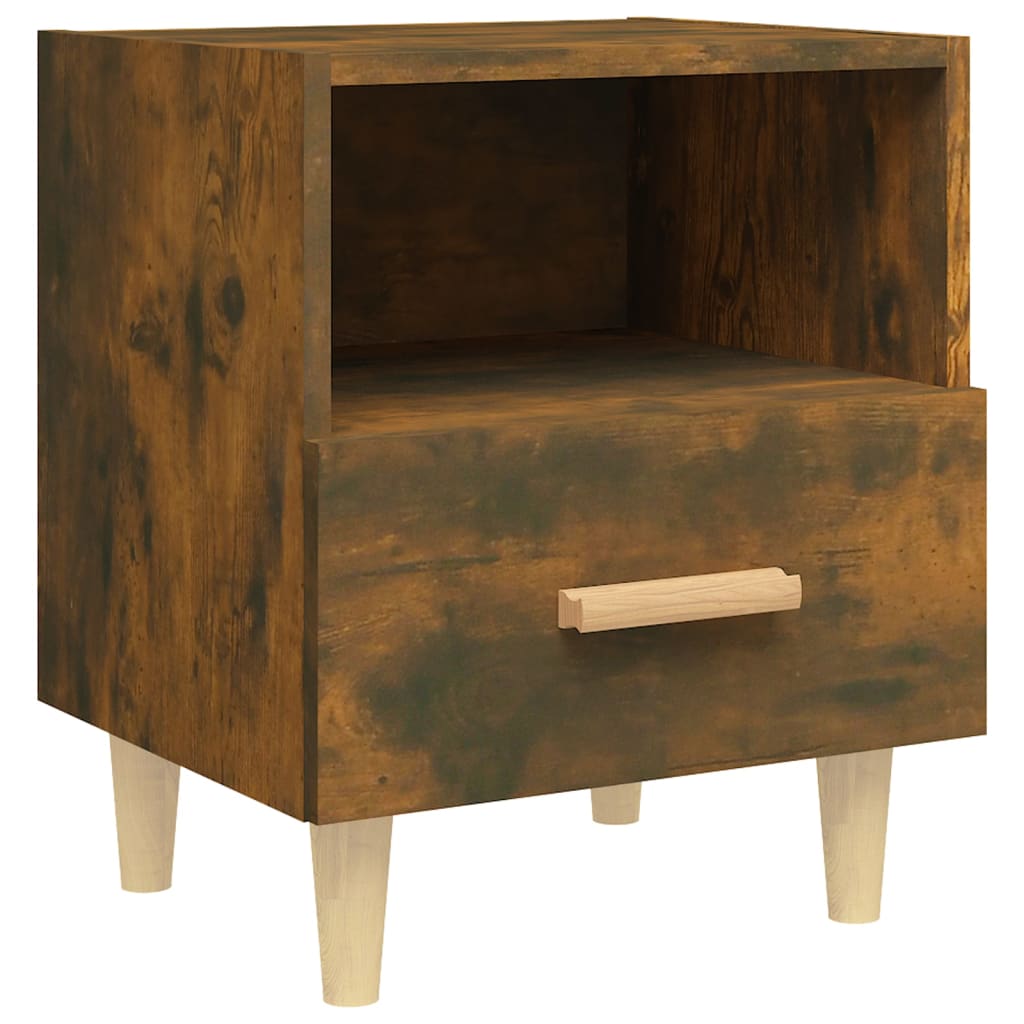 Smoked Oak Bedside Cabinet 40x35x47 cm - Elegant Bedroom Storage