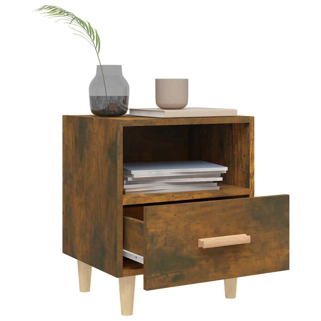 Smoked Oak Bedside Cabinet 40x35x47 cm - Elegant Bedroom Storage