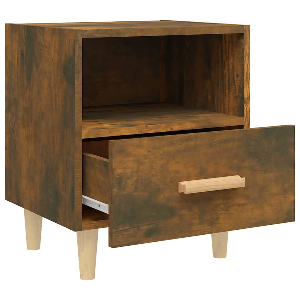 Smoked Oak Bedside Cabinet 40x35x47 cm - Elegant Bedroom Storage
