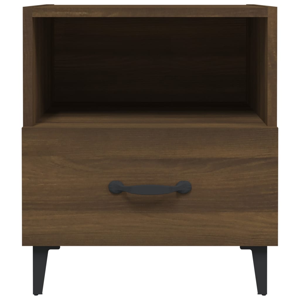 Brown Oak Engineered Wood Bedside Cabinets - Set of 2