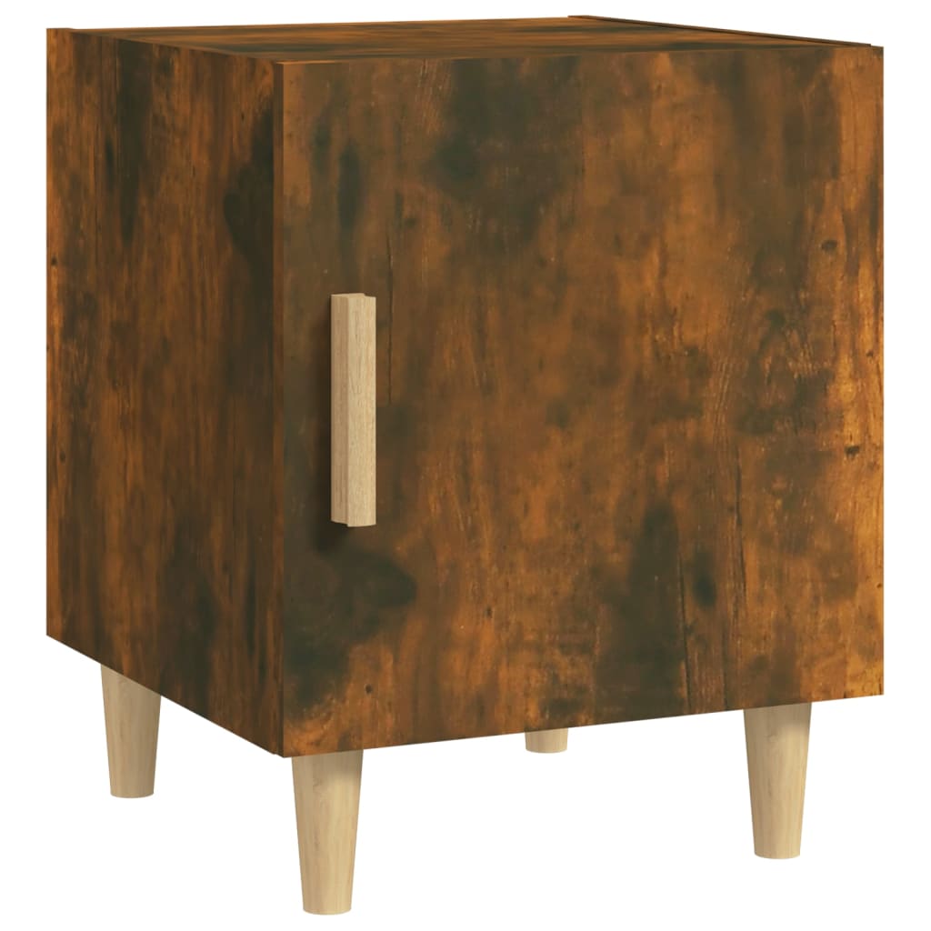Smoked Oak Bedside Cabinet - Engineered Wood Nightstand