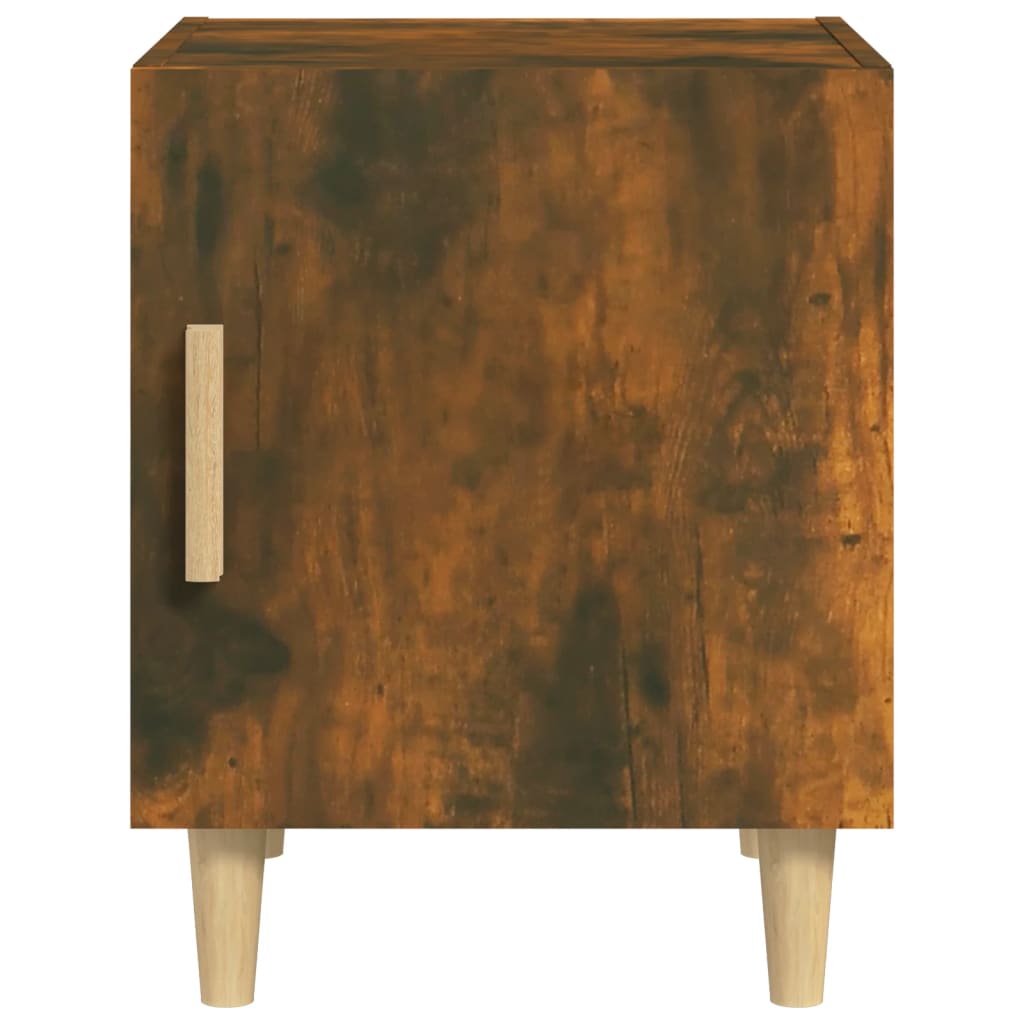 Smoked Oak Bedside Cabinet - Engineered Wood Nightstand