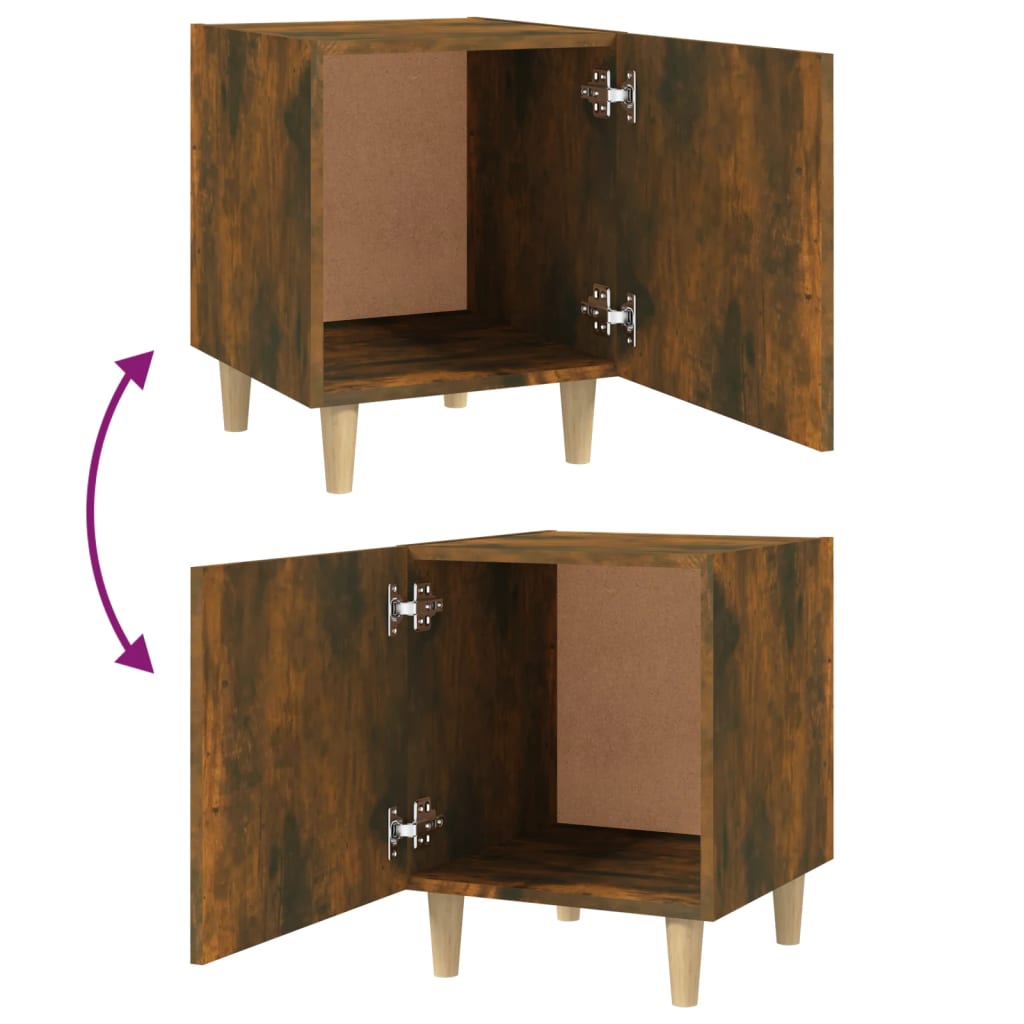 Smoked Oak Bedside Cabinets 2 pcs - Engineered Wood Nightstands
