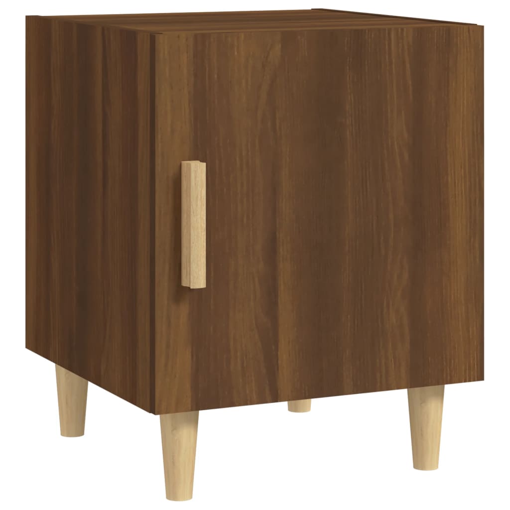 Brown Oak Bedside Cabinets 2pcs - Engineered Wood Nightstands