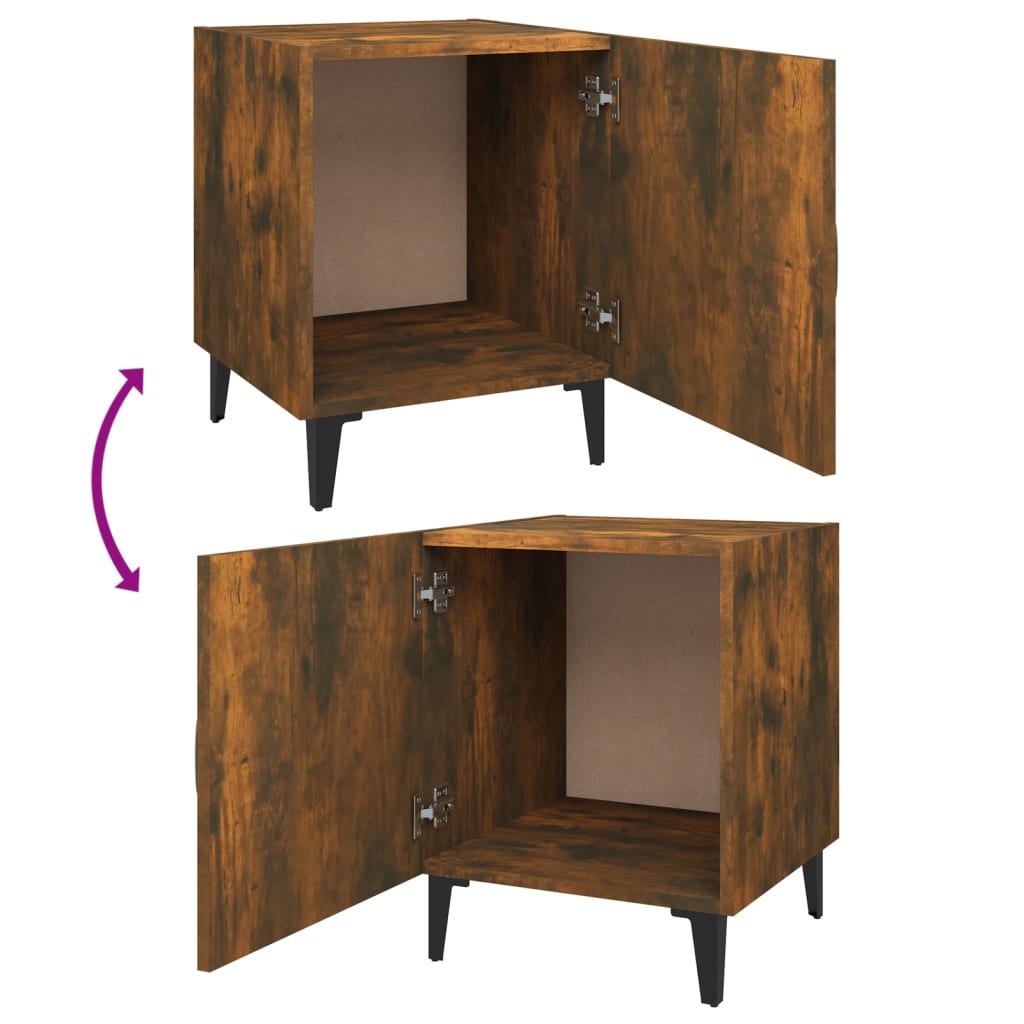 Smoked Oak Bedside Cabinets 2 Pcs - Engineered Wood Nightstands