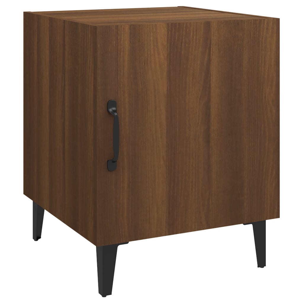 Brown Oak Bedside Cabinet - Engineered Wood Nightstand