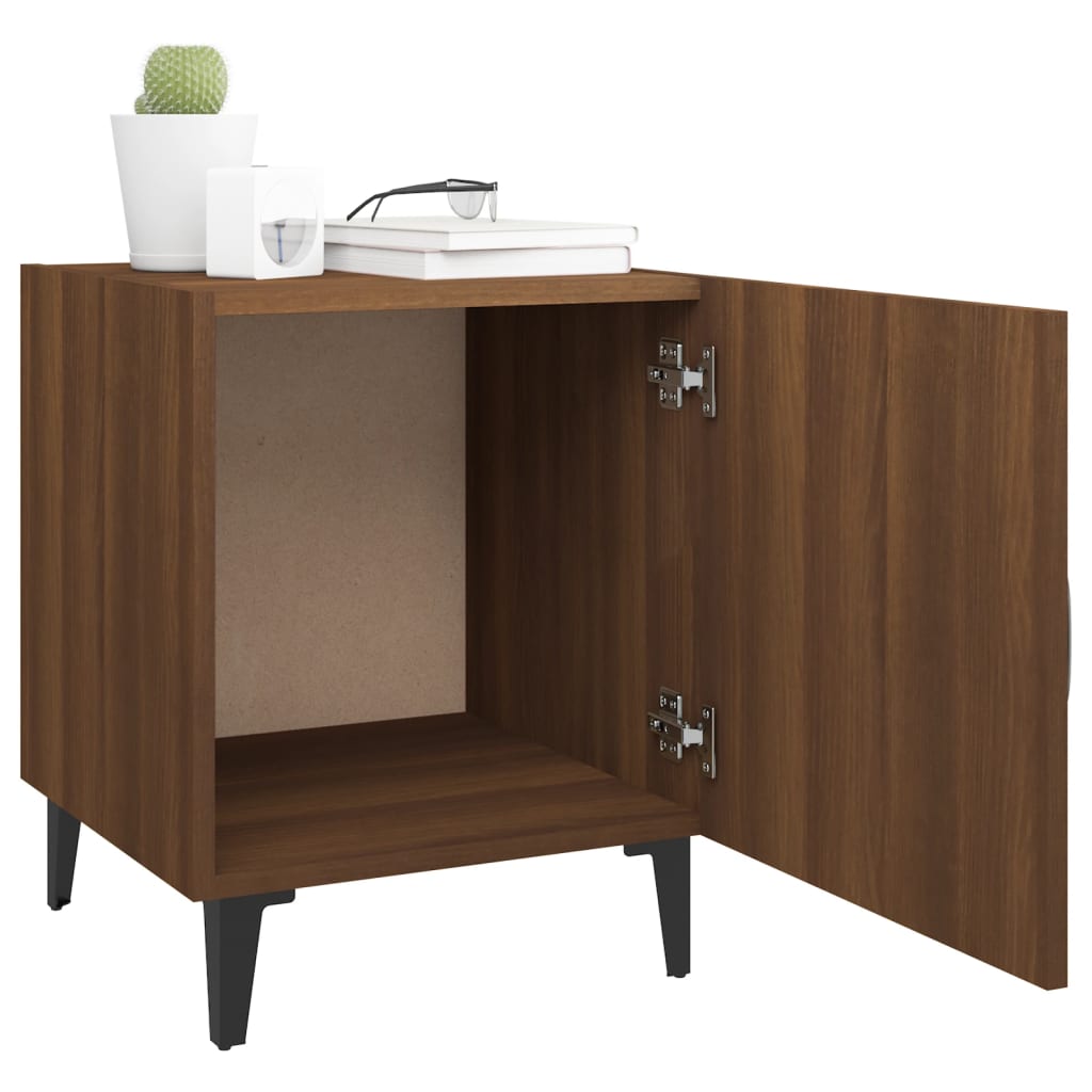 Brown Oak Bedside Cabinet - Engineered Wood Nightstand