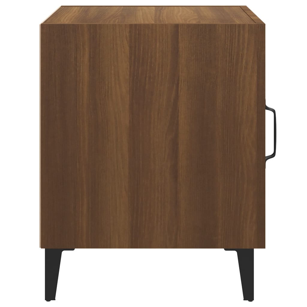 Brown Oak Bedside Cabinets Set of 2 - Engineered Wood