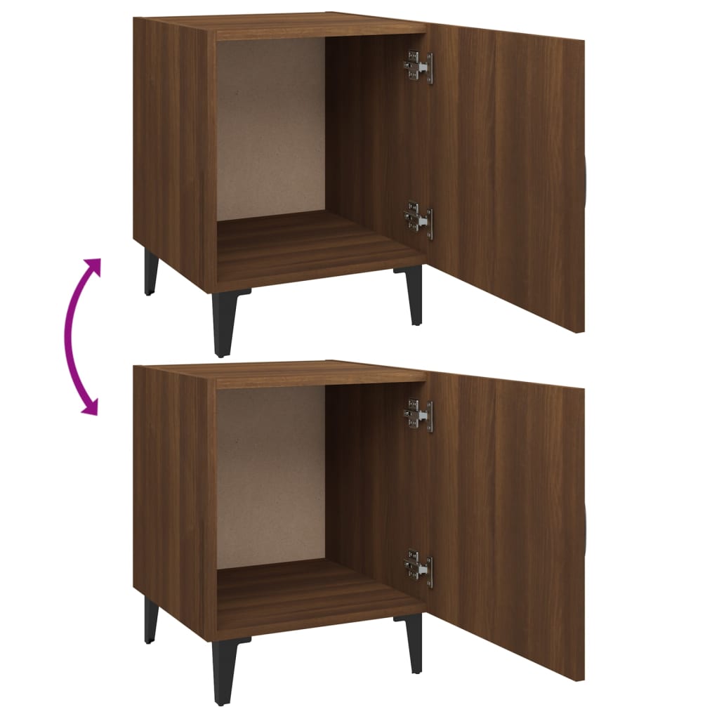 Brown Oak Bedside Cabinets Set of 2 - Engineered Wood