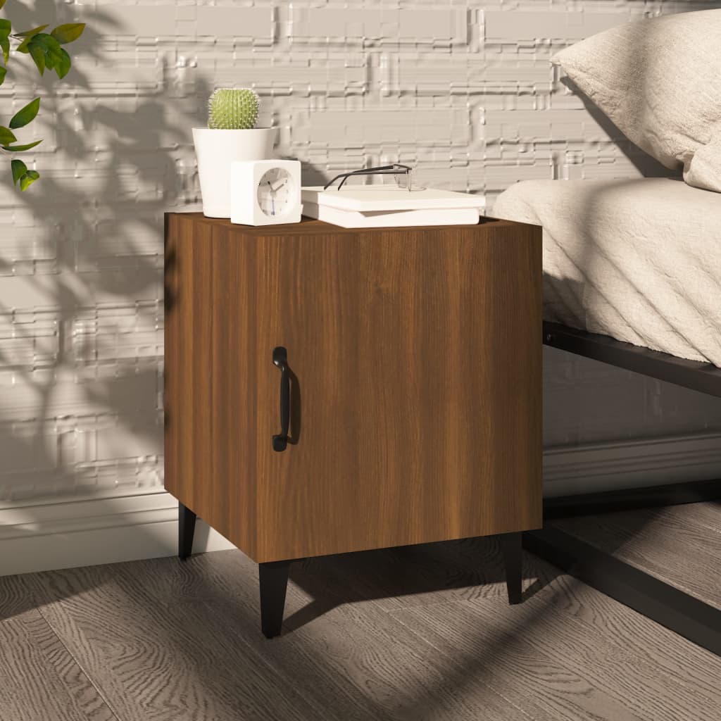 Brown Oak Bedside Cabinets Set of 2 - Engineered Wood
