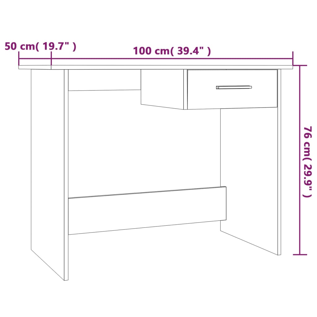 Desk Grey Sonoma 100x50x76 cm Engineered Wood