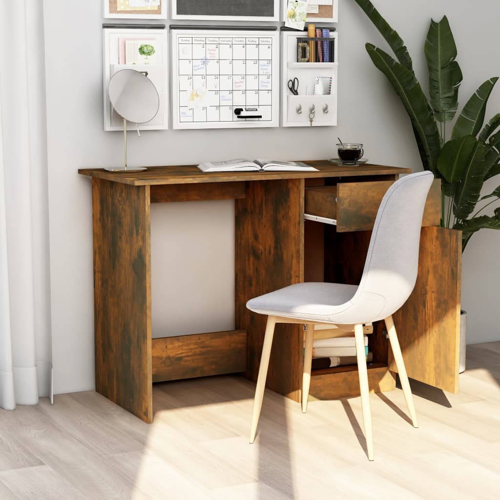 Smoked Oak Desk 100x50x76 cm - Engineered Wood Finish