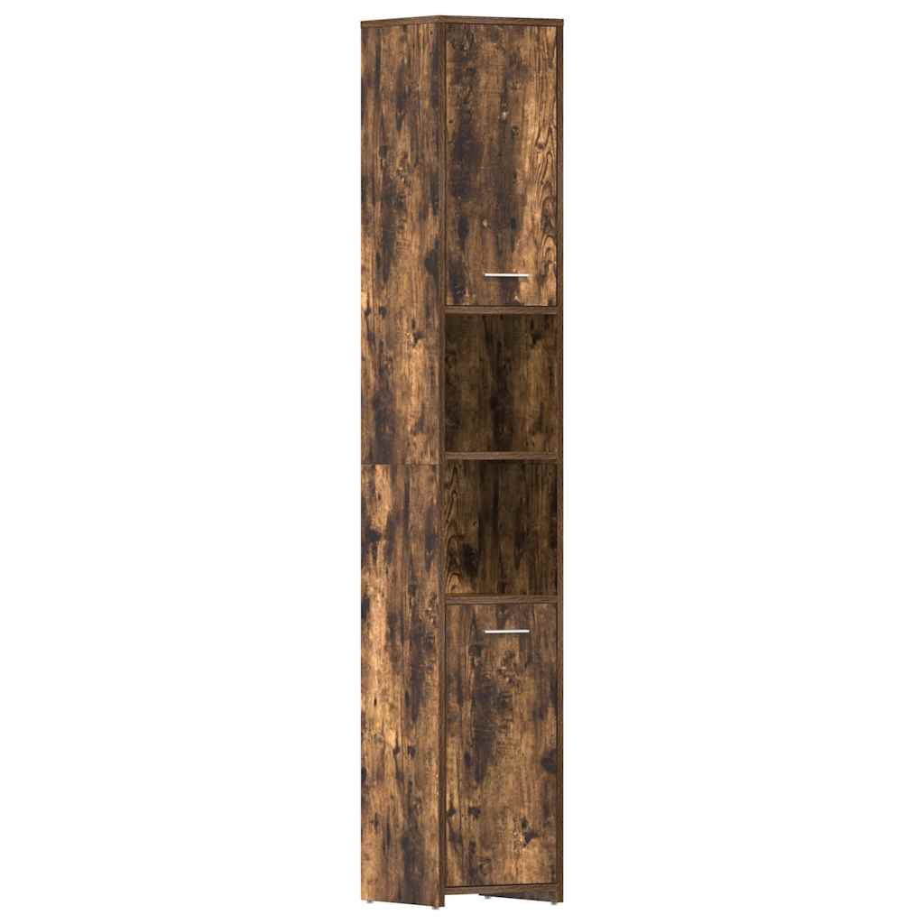 Smoked Oak Bathroom Cabinet - Engineered Wood, 30x30x183.5 cm